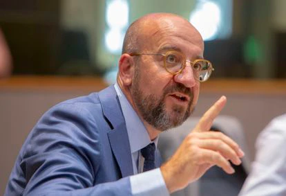 El presidente del Consejo Europeo, Charles Michel, el jueves durante la entrevista en la sede de la institución europea.