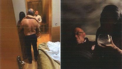 El diputado del PSOE Juan Bernardo de espaldas, semidesnudo, con una prostituta y el confidente.
