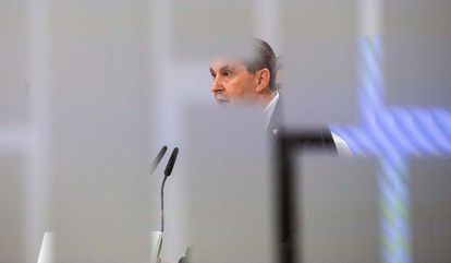 Otegi comparece este martes en la sede de EH Bildu de San Sebastián.