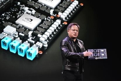 El CEO de Nvidia, Jensen Huang, durante una conferencia de prensa en Las Vegas.