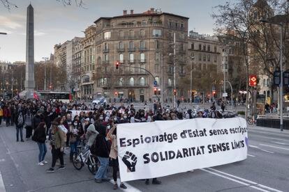 Manifestación contra el policía infiltrado en movimientos sociales de Barcelona.