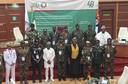 The defense chiefs from the Economic Community of West African States (ECOWAS) countries excluding Mali, Burkina Faso, Chad, Guinea and Niger
