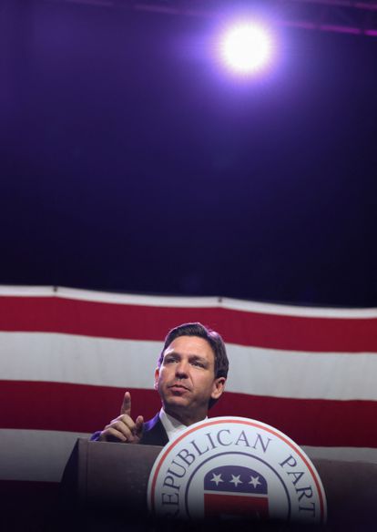 DeSantis, durante un acto del partido Republicano en Des Moines (Iowa), el 28 de julio.