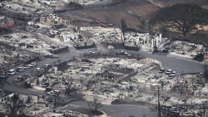 Los efectos del incendio en Lahaina, en la isla de Maui, este jueves.