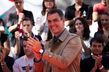 El presidente del Gobierno en funciones y secretario general del PSOE, Pedro Sánchez, durante el acto de la Fiesta de la Rosa del PSC.