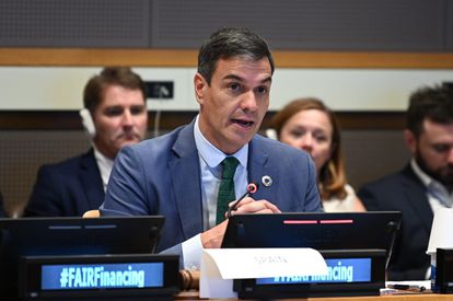 El presidente del Gobierno en funciones, Pedro Sánchez, en la semana de Alto Nivel de la Organización de Naciones Unidas en Nueva York, este miércoles.