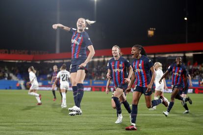 Fridolina Rolfö celebra un gol