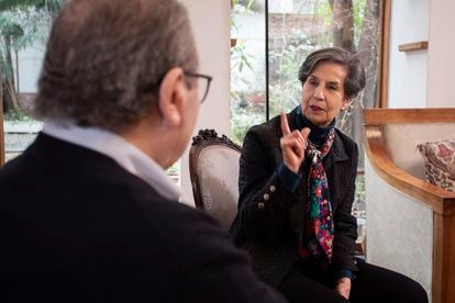 Ascanio Cavallo durante el dialogo con María Isabel Allende.