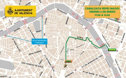 Itinerario de la cabalgata de Valencia.