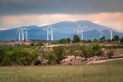 Vista del parque eólico La Muela, en la provincia de Zaragoza.