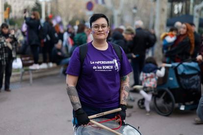 Blanca Monterrubio, en la manifestación de Barcelona.