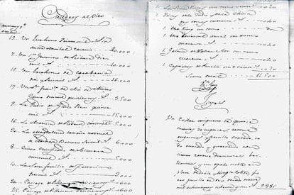 Inventario de las de obras Evaristo Pérez de Castro donde aparece el 'Ecce Homo'. Archivo de Protocolos de Madrid.