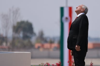 El presidente de México, Andrés Manuel López Obrador, durante la inauguración del nuevo Aeropuerto Internacional Felipe Ángeles el 21 de marzo de 2022.