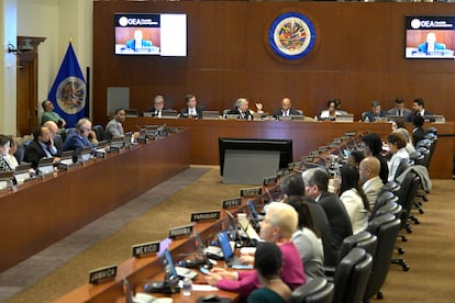 El Consejo Permanente de la OEA, en una sesión extraordinaria, el 28 de agosto en Washington (Estados Unidos).