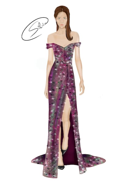 Boceto del vestido que Silvia Fernández creó para Lalachus.