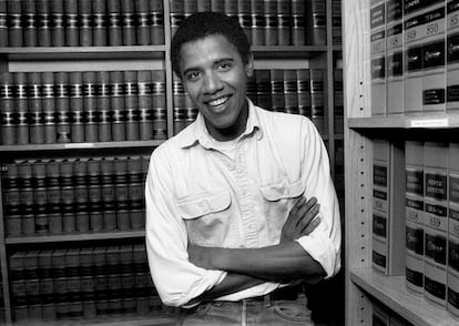 Barack Obama en la facultad de Derecho de Harvard, en una imagen de 1990.