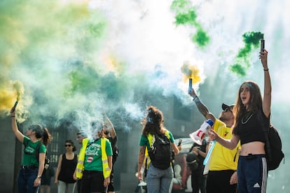 Manifestantes durante la protesta por la educación pública, en Madrid, el 22 de mayo.