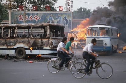 Protestas en la plaza de Tiananmen de Pekín, en junio de 1989.