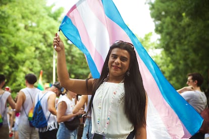 Estefany Pérez, durante el Orgullo en Madrid.